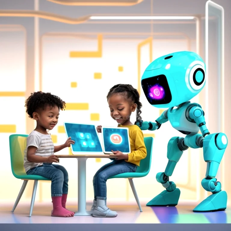 Enfant jouant à un jeu de logique IA